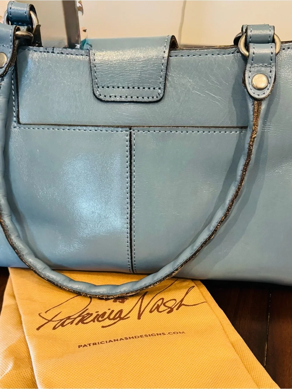 Patricia Nash Sky Blue Embossed Leather Handbag